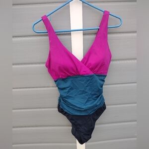 Boden Talamanca colorblock ruched one piece swimsuit 8R